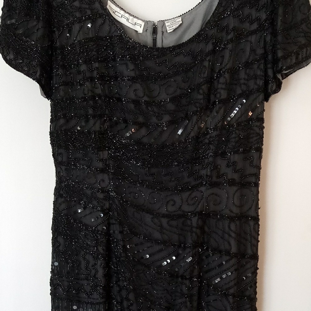 Scala Hand Beaded Full Length Evening Gown